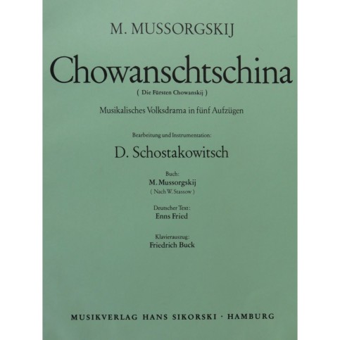 MOUSSORGSKY M. Chowanschtschina Opéra Chant Piano 1965