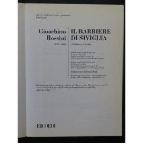 ROSSINI Gioachino Il Barbiere di Siviglia Opéra Chant Piano 1999