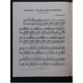 VERBREGGHE A. Marche Franco-Britannique Piano 1909