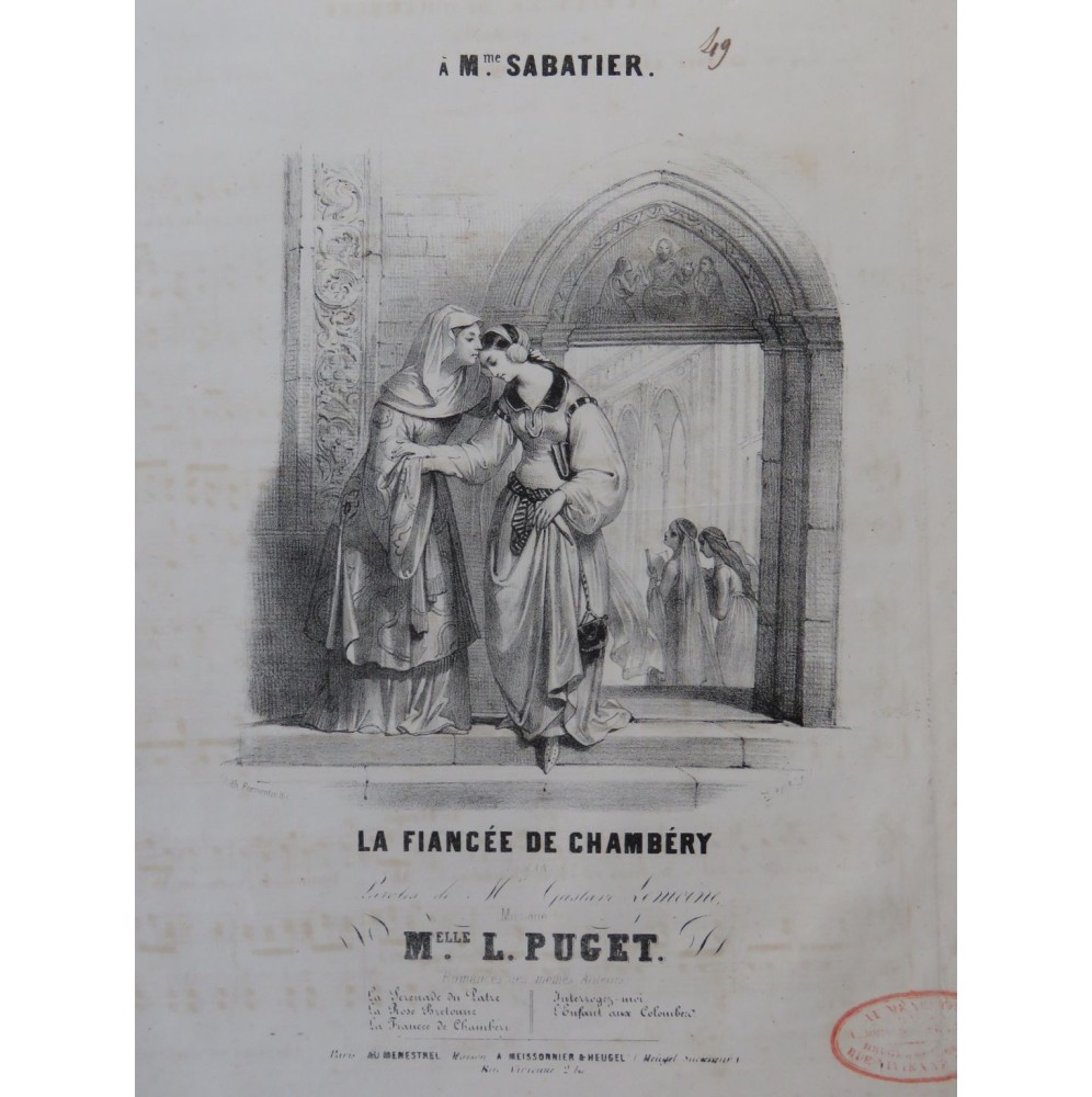 PUGET Loïsa La Fiancée de Chambéry Chant Piano ca1845
