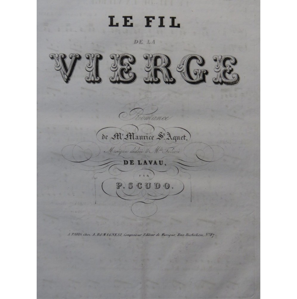 SCUDO P. Le Fil de la Vierge Chant Piano ca1840