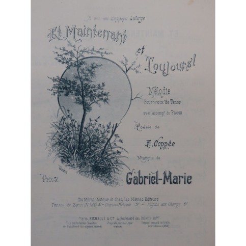 GABRIEL MARIE Et Maintenant et Toujours Chant Piano 1890