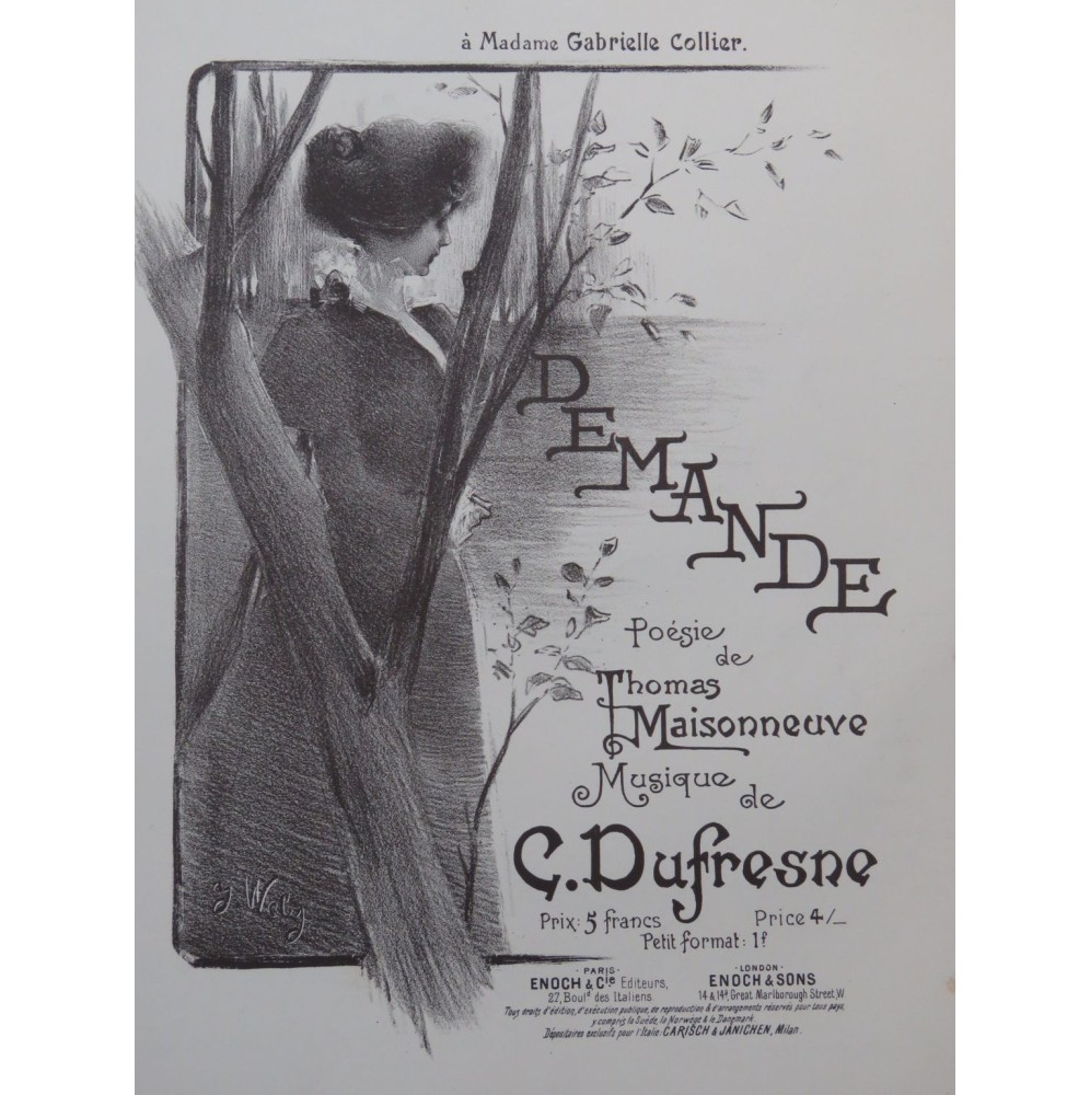 DUFRESNE Cécile Demande Chant Piano 1898
