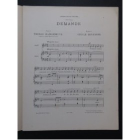 DUFRESNE Cécile Demande Chant Piano 1898