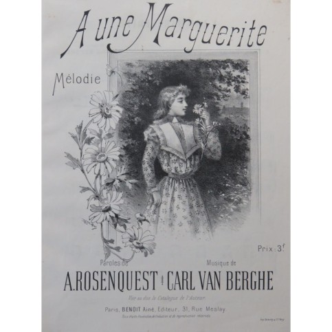 VAN BERGHE Carl A une Marguerite Chant Piano ca1860