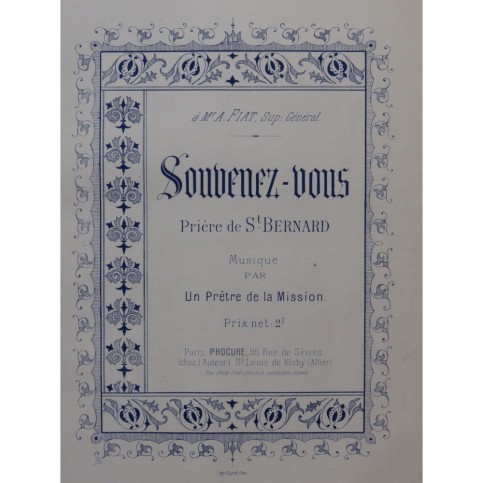 Souvenez-vous Prière de Saint Bernard Chant Piano