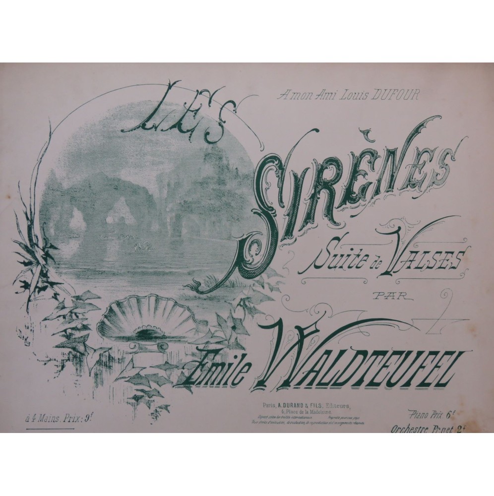WALDTEUFEL Emile Les Sirènes Suite de Valses Piano 4 mains ca1890