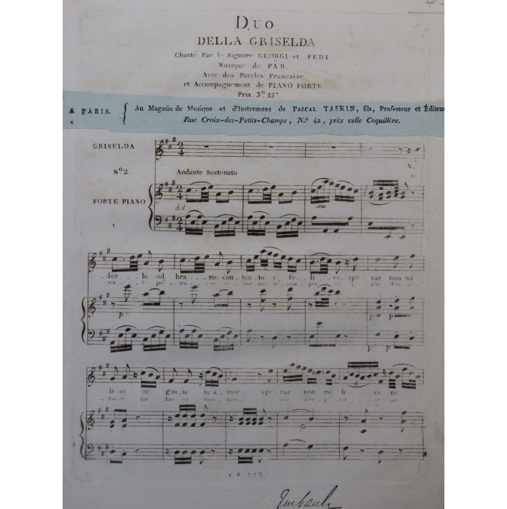 PAER Ferdinando Griselda No 2 Chant Piano ca1820