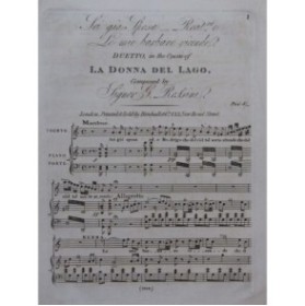 ROSSINI G. La Donna del Lago Duetto Piano Chant ca1820