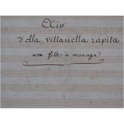 BIANCHI Francesco La Villanella Rapita Air Manuscrit Chant Piano ca1800