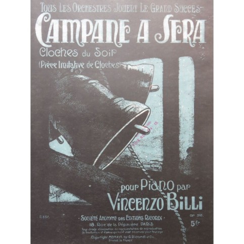 BILLI Vincenzo Campane A Sera Piano 1916