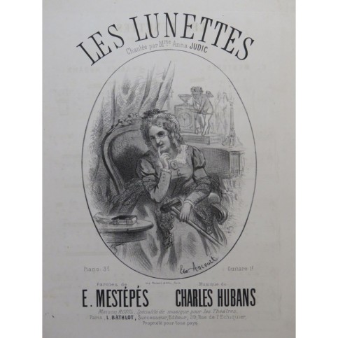 HUBANS Charles Les Lunettes Chant Piano ca1870
