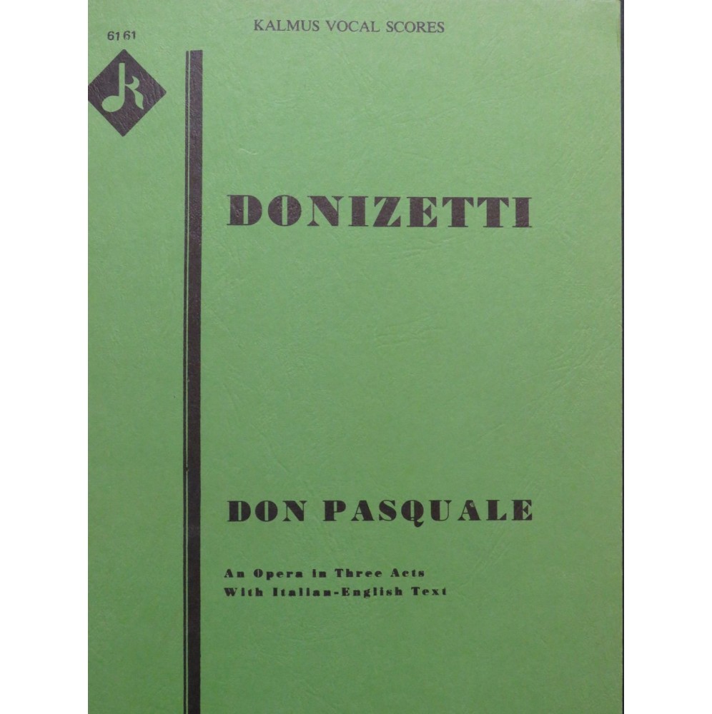 DONIZETTI Gaetano Don Pasquale Opéra Chant Piano 1969