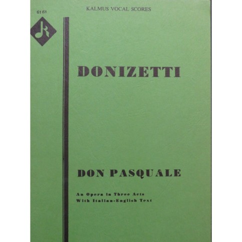 DONIZETTI Gaetano Don Pasquale Opéra Chant Piano 1969