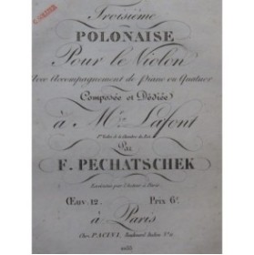 PECHATSCHEK Franz Polonaise No 3 Violon Quatuor à cordes ca1820