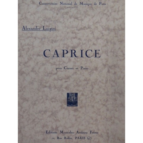 LUIGINI Alexandre Caprice Piano Cornet à Pistons 1904