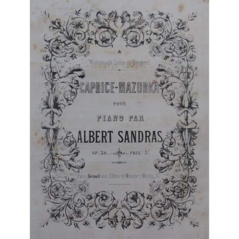 SANDRAS Albert Le Rêve Piano ca1850