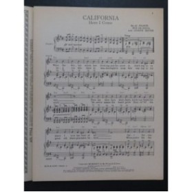 JOLSON Al. DE SYLVA Bud and MEYER Joseph California Chant Piano 1924