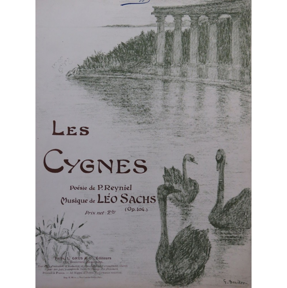 SACHS Léo Les Cygnes Chant Piano ca1920