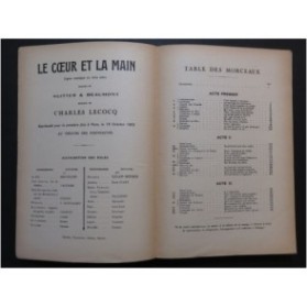 LECOCQ Charles Le Coeur et la Main Opéra Chant Piano