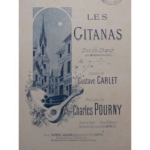 POURNY Charles Les Gitanas Chant Piano ca1900