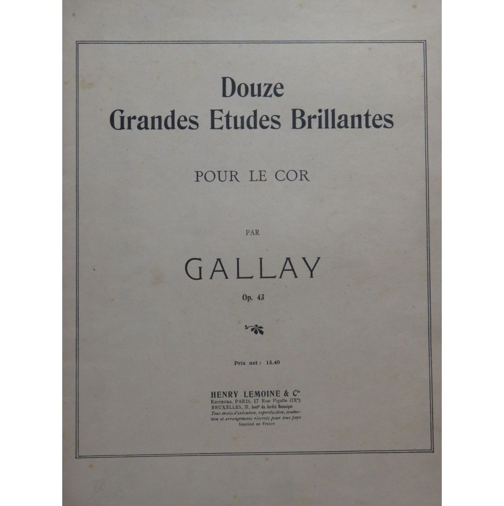 GALLAY Jacques-François 12 Grandes Etudes Brillantes Cor
