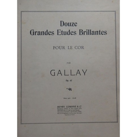 GALLAY Jacques-François 12 Grandes Etudes Brillantes Cor