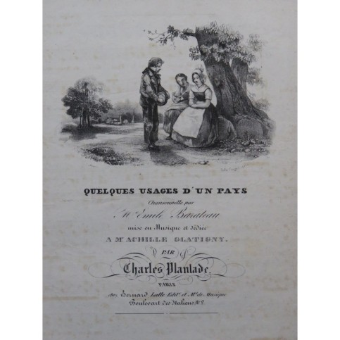 PLANTADE Charles Quelques usages d'un pays Chant Piano ca1830