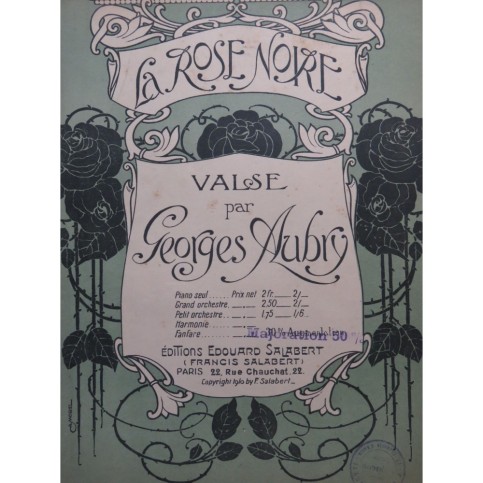 AUBRY Georges La Rose noire Piano 1910