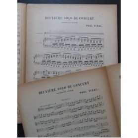 VIDAL Paul Deuxième Solo de Concert Trombone Piano 1921
