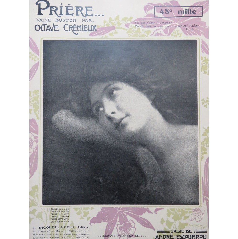 CRÉMIEUX Octave Prière Piano 1906