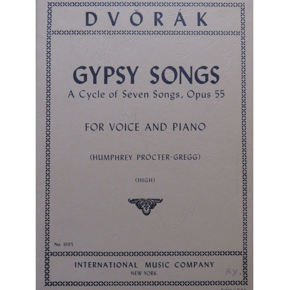 DVORAK Antonin Gypsy songs Chant Piano 1961