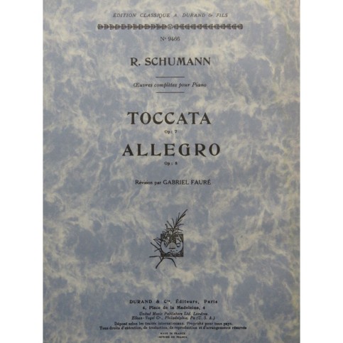 SCHUMANN Robert Toccata Allegro Piano 1964