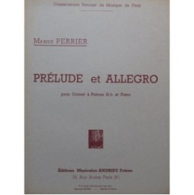 PERRIER Marius Prélude et Allegro Cornet à Pistons Piano 1941