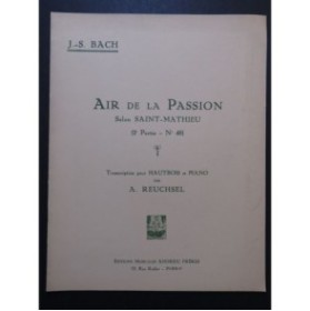 BACH J. S. Air de la Passion selon St Mathieu Hautbois Piano