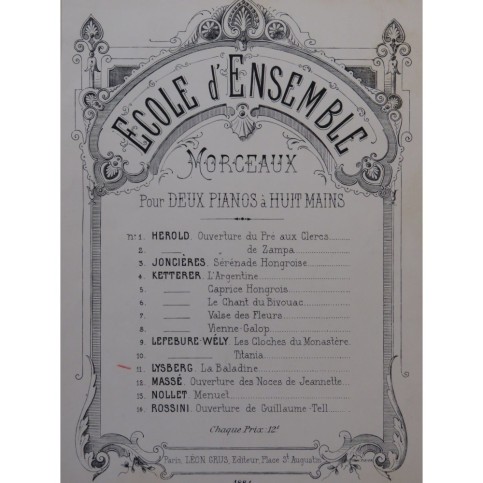 LYSBERG Ch. B. La Baladine 2 Pianos à 8 mains 1884