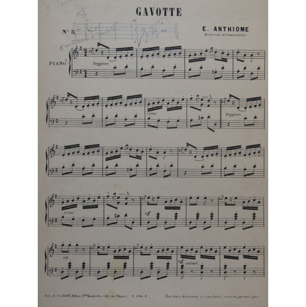 ANTHIOME Eugène Gavotte Orchestre ca1890