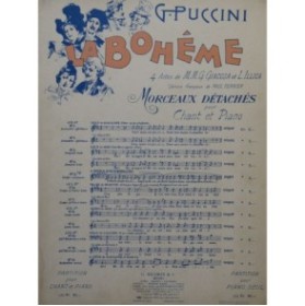PUCCINI Giacomo La Bohème Solo de Rodolphe Chant Piano 1900
