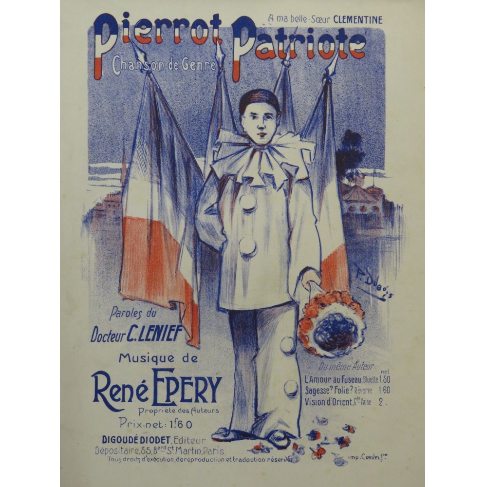 EPERY René Pierrot Patriote Dédicace Chant Piano 1905