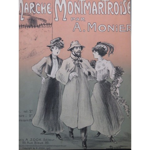 MONIER A. Marche Montmartroise Piano 1907