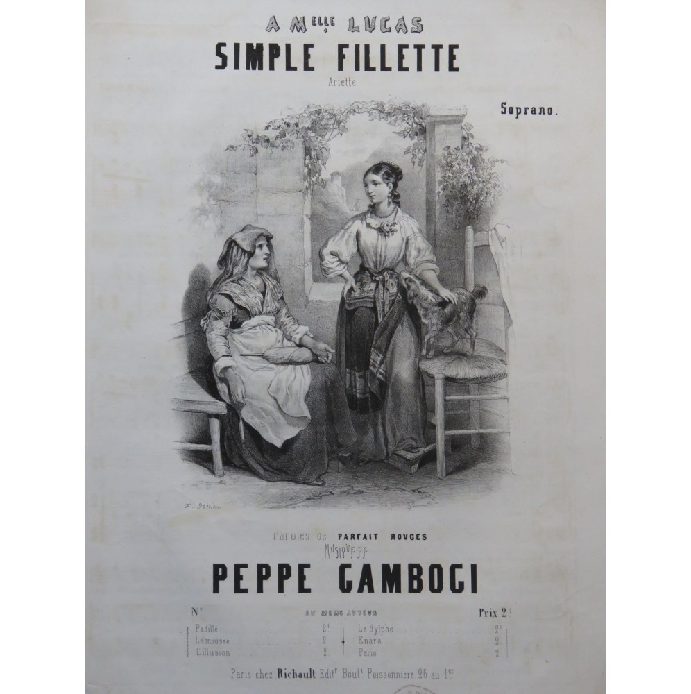 GAMBOGI Peppe Simple Fillette Chant Piano ca1846