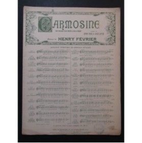 FÉVRIER Henry Carmosine No 10 Chant Piano 1913