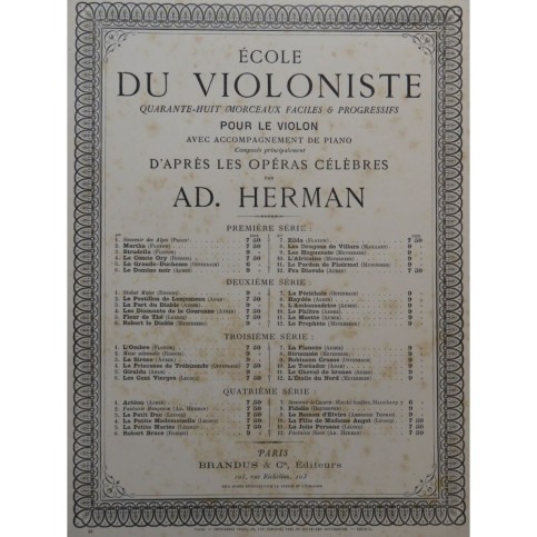 HERMAN Adolphe Fantaisie Haydée Auber Piano Violon ca1870