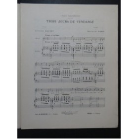 HAHN Reynaldo Trois jours de vendange Chant Piano 1921
