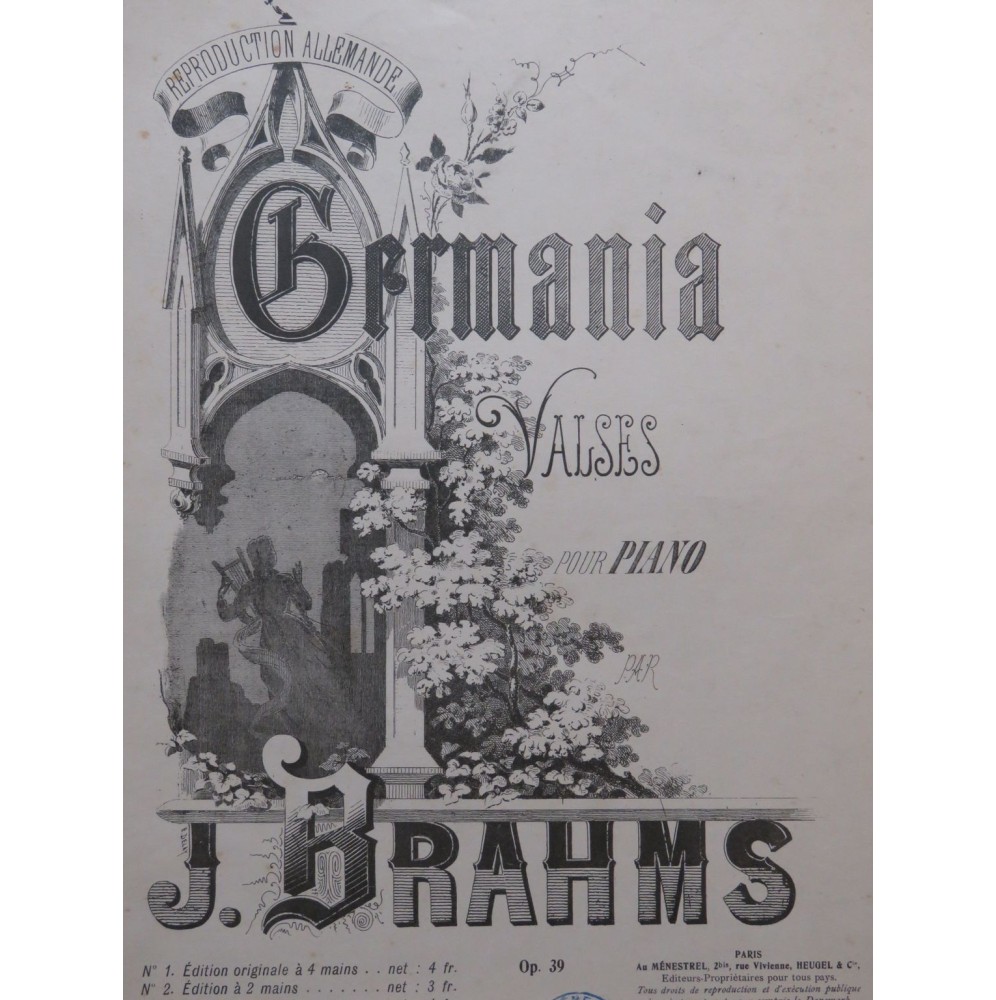 BRAHMS Johannes Germania Valses op 39 Piano Violon 1911