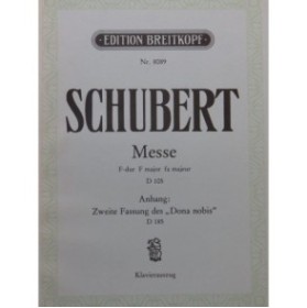 SCHUBERT Franz Messe F dur D 105 Chant Piano