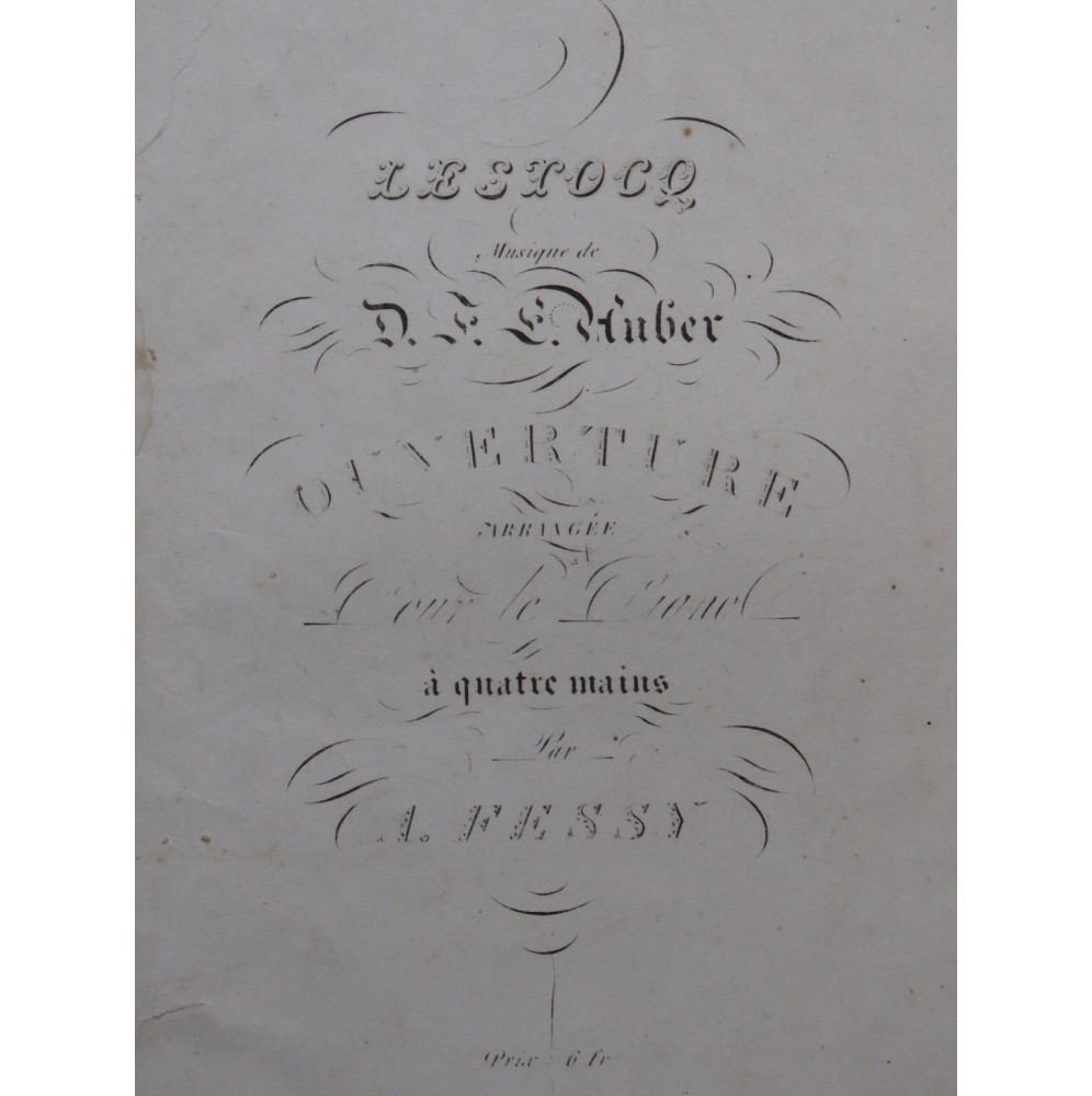 AUBER D. F. E. Lestocq Ouverture Piano 4 mains ca1840