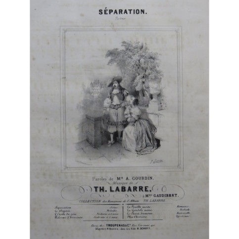 LABARRE Théodore Séparation Chant Piano ca1840