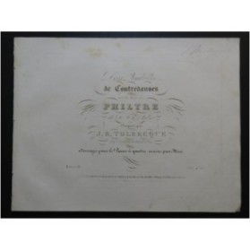 TOLBECQUE J. B. Quadrille No 1 Le Philtre Auber Piano 4 mains ca1840