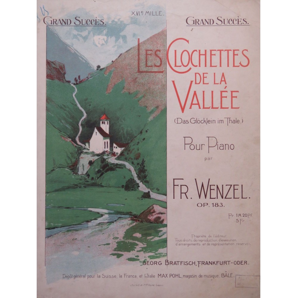 WENZEL Fritz Les Clochettes de la Vallée Piano ca1895